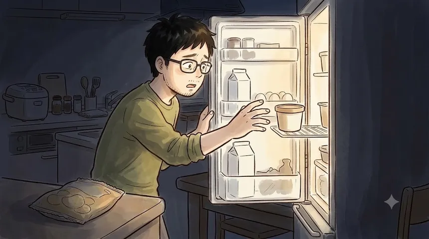 Late-night ice cream and potato chips — the header image for a post on sleep deprivation and weight